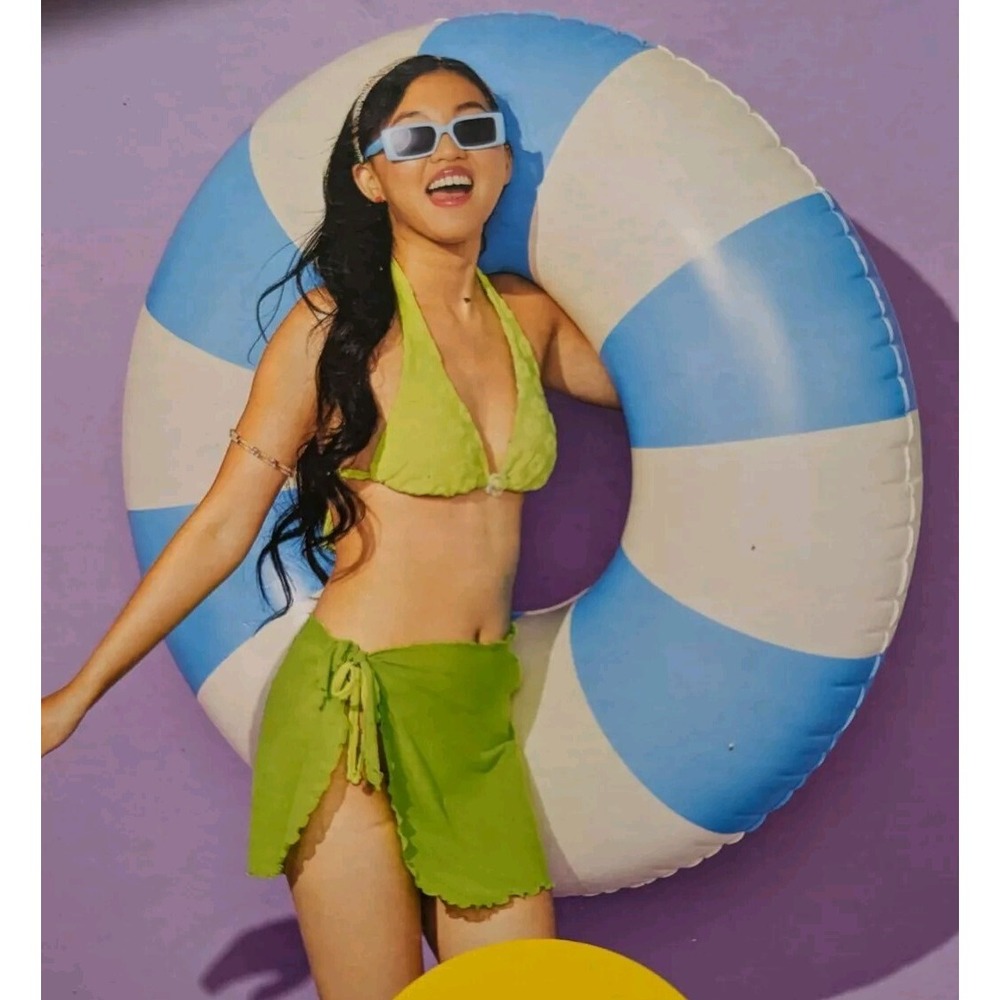 Sun Squad- Inflatable Swim Tube Cabana Stripe Blue/White, 42"